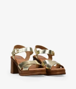 Bosanova Sandales À Talons | Chaussures En Cuir | Sandales en cuir doré à talon