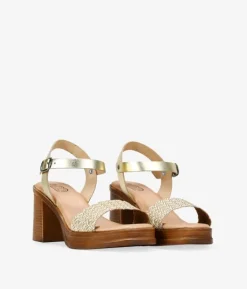 Bosanova Sandales À Talons | Chaussures En Cuir | Sandales en cuir doré à talon