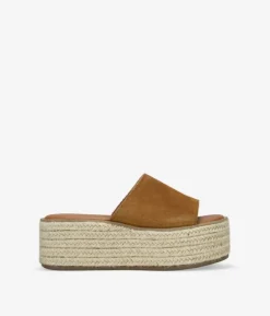 Bosanova Sandales Spartiates | Sandales Plateformes | Sandales en cuir marron avec plateforme en sparte