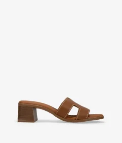 Bosanova Sandales À Talons | Chaussures En Cuir | Sandales en cuir marron avec talon effet bois