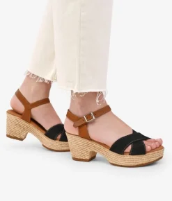 Bosanova Sandales Spartiates | Sandales À Talons | Sandales en cuir noir à talon