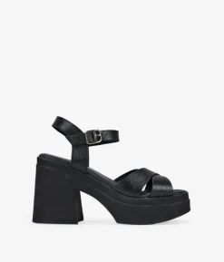 Bosanova Sandales À Talons | Sandales Plateformes | Sandales en cuir noir à talon