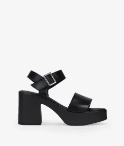 Bosanova Sandales À Talons | Sandales Plateformes | Sandales en cuir noir à talon
