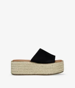 Bosanova Sandales Spartiates | Sandales Plateformes | Sandales en cuir noir avec plateforme en sparte