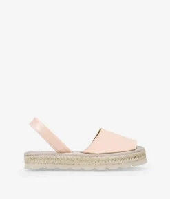Bosanova Espadrilles | Sandales Spartiates | Sandales en cuir rose avec herbe en sparte