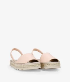 Bosanova Espadrilles | Sandales Spartiates | Sandales en cuir rose avec herbe en sparte