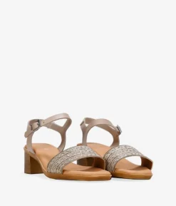 Bosanova Sandales À Talons | Chaussures En Cuir | Sandales en cuir taupe à strass