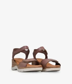 Bosanova Sandales Compensées | Sandales De Sport | Sandales en cuir taupe avec scratch
