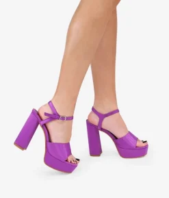 Bosanova Sandales À Talons | Sandales Plateformes | Sandales en satin lilas à talon bloc