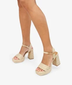 Bosanova Sandales Spartiates | Sandales À Talons | Sandales en sparte beige avec plateforme et talon