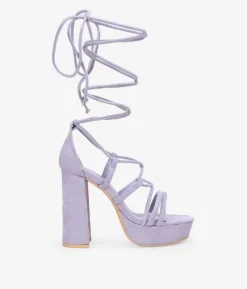 Bosanova Sandales À Talons | Sandales Plateformes | Sandales lilas à lacets et talon