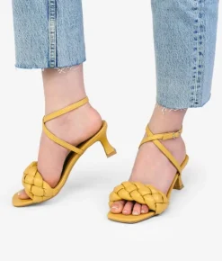 Bosanova Sandales À Talons | Chaussures De Fête | Sandales matelassées jaunes à talon