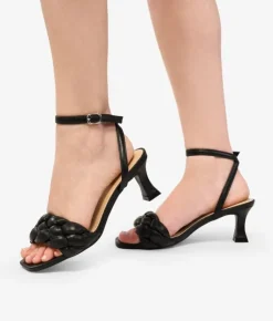 Bosanova Sandales À Talons | Chaussures De Fête | Sandales matelassées noires à talon