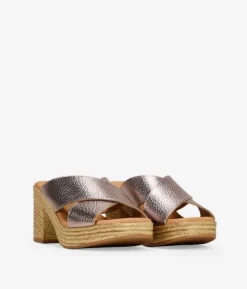 Bosanova Sandales À Talons | Chaussures En Cuir | Sandales métallisées à talon effet raphia