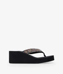 Bosanova Tongs | Sandales Compensées | Sandales multicolores avec diamants et talon compensé