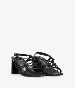 Bosanova Sandales À Talons | Chaussures De Fête | Sandales noires à cordes