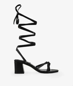 Bosanova Sandales À Talons | Chaussures De Fête | Sandales noires à ficelles
