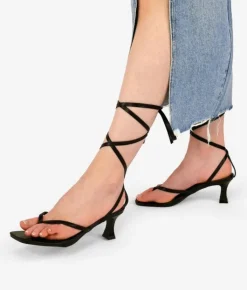 Bosanova Sandales À Talons | Chaussures De Fête | Sandales noires à ficelles