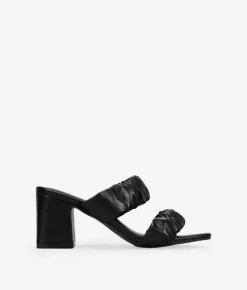 Bosanova Sandales À Talons | Chaussures De Fête | Sandales noires à fronces et talon