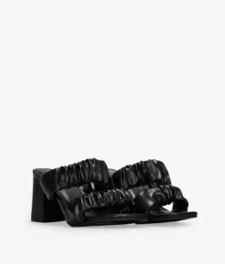 Bosanova Sandales À Talons | Chaussures De Fête | Sandales noires à fronces et talon