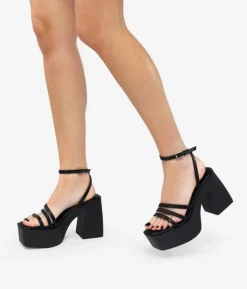 Bosanova Sandales À Talons | Sandales Plateformes | Sandales noires à talon et plateforme