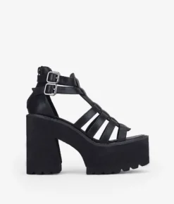 Bosanova Sandales À Talons | Sandales Plateformes | Sandales noires à talon et plateforme