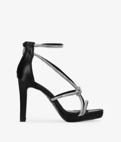 Bosanova Sandales À Talons | Chaussures De Fête | Sandales noires avec diamants et talon