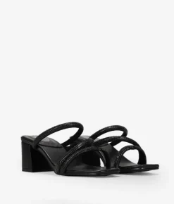 Bosanova Sandales À Talons | Chaussures De Fête | Sandales noires avec diamants