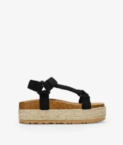 Bosanova Sandales Spartiates | Sandales De Sport | Sandales noires avec herbe sparte et velcro