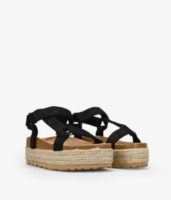 Bosanova Sandales Spartiates | Sandales De Sport | Sandales noires avec herbe sparte et velcro