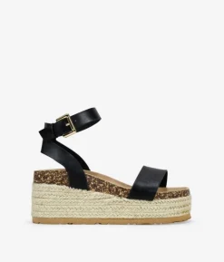 Bosanova Sandales Plateformes | Sandales Spartiates | Sandales noires avec plateforme en sparte