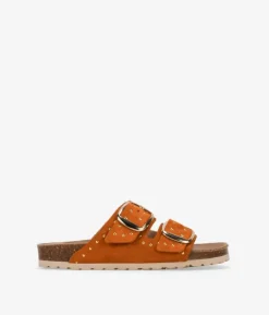 Bosanova Sandales Plates | Chaussures En Cuir | Sandales plates en cuir avec double boucle et clous