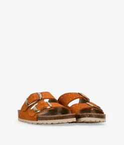 Bosanova Sandales Plates | Chaussures En Cuir | Sandales plates en cuir avec double boucle et clous