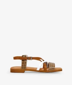 Bosanova Sandales Plates | Chaussures En Cuir | Sandales plates en cuir marron