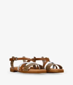 Bosanova Sandales Plates | Chaussures En Cuir | Sandales plates en cuir marron