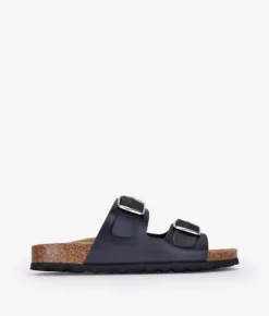 Bosanova Sandales Plates | Sandales plates en cuir noir
