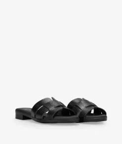 Bosanova Sandales Plates | Chaussures En Cuir | Sandales plates en cuir noir