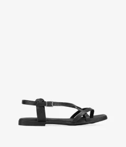 Bosanova Sandales Plates | Chaussures En Cuir | Sandales plates en cuir noir