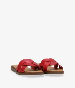 Bosanova Sandales Plates | Chaussures En Cuir | Sandales plates en cuir rouge