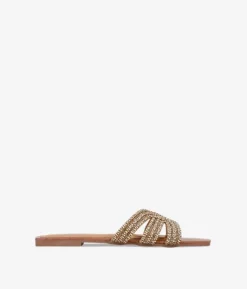 Bosanova Sandales Plates | Sandales plates marron avec strass