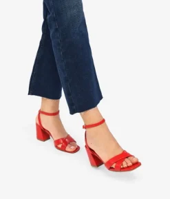 Bosanova Sandales À Talons | Chaussures De Fête | Sandales rouges à talon large