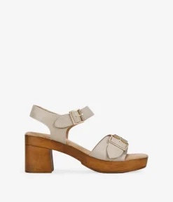 Bosanova Sandales À Talons | Sandales taupe à boucle et talon métallisés