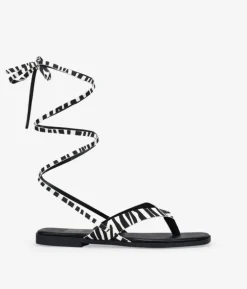 Bosanova Sandales Plates | Sandales tongs effet zèbre à brides nouées
