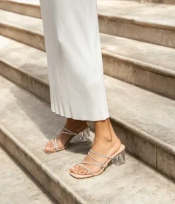 Bosanova Sandales À Talons | Chaussures De Fête | Sandales transparentes avec diamants et talon
