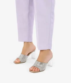Bosanova Sandales À Talons | Chaussures De Fête | Sandales transparentes avec diamants et talon