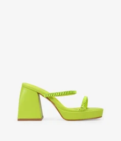 Bosanova Sandales À Talons | Sandales Plateformes | Sandales vert anis avec pierres et talon