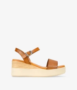 Bosanova Sandales Compensées | Chaussures En Cuir | Sandalias de cuña marrones en piel con hebilla