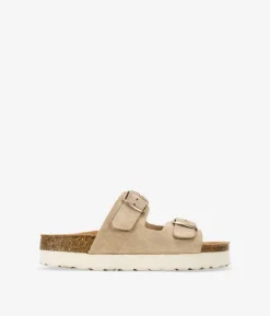 Bosanova Sandales Plateformes | Chaussures En Cuir | Sandalias de piel arena con hebillas