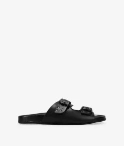 Bosanova Sandales Plates | Chaussures En Cuir | Sandalias negras en piel con tachas
