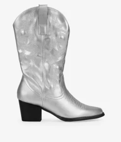 Bosanova Bottes À Talons | Bottes Cowboy | Santiags argentées avec broderie